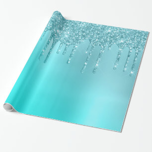 Papier Cadeau Superbes gouttes de menthe bleu aqua & parties sci