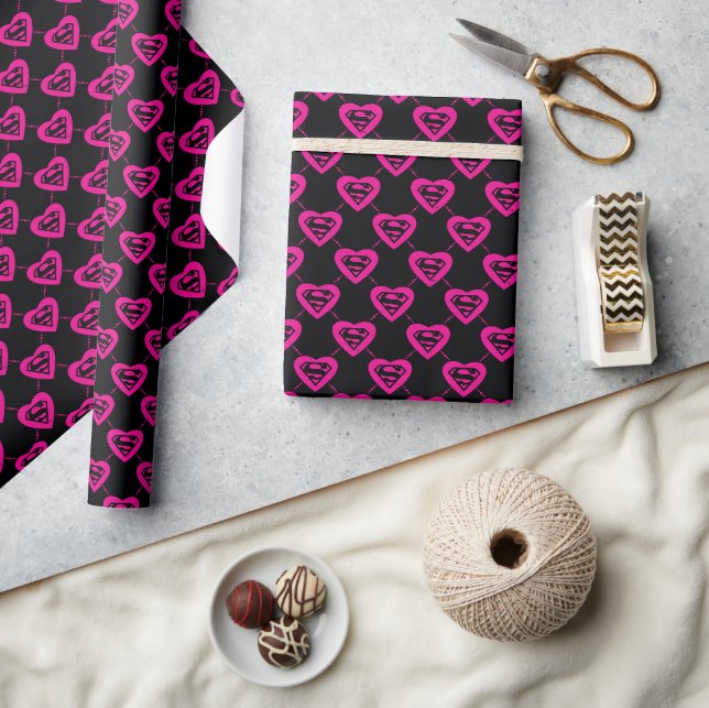Papier Cadeau Supergirl Hearts Motif diagonal (Artisanat)
