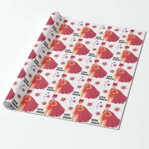 Papier Cadeau Superhero Extraordinaire fille anniversaire cadeau