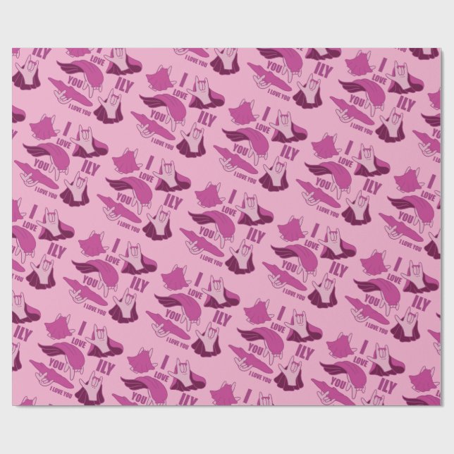 Papier Cadeau Superhero ILY - ASL Design (Plat)