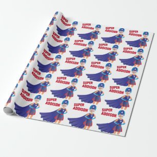 Papier Cadeau Superhero USA Superning Girl Anniversaire Extraord