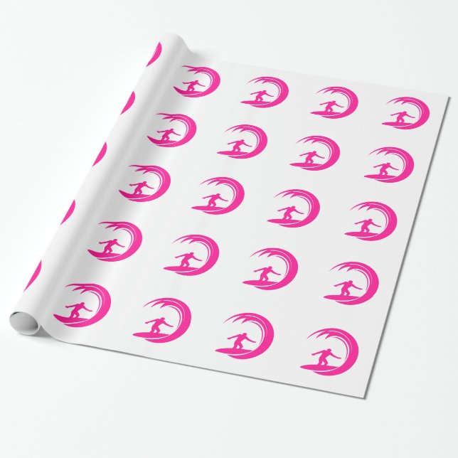 Papier Cadeau Surf rose chaud (Déroulé)