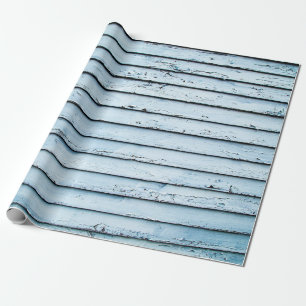 Papier Cadeau Surface en bois blanc et bleu