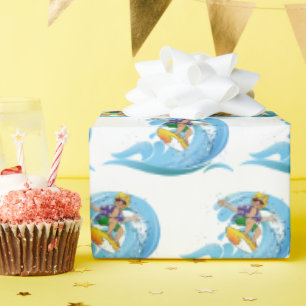 Papier Cadeau Surfer sur Blue Wave