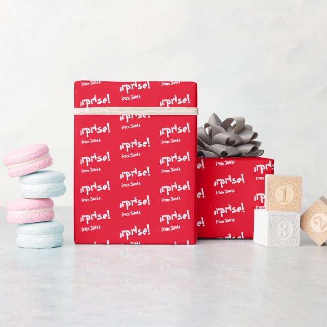 Papier Cadeau Surprise de Père Noël Noël rouge et blanc (Baby Shower)