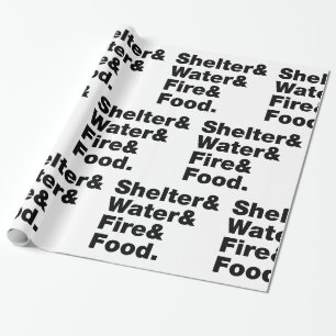 Papier Cadeau Survie (Abri & Eau & Feu & Nourriture).