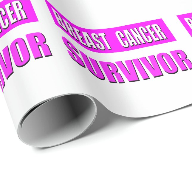 Papier Cadeau Survivant de cancer du sein (Coin rond)