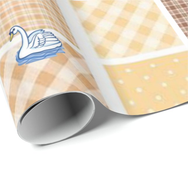 Papier Cadeau Swans de papier à envelopper brillant (Coin rond)
