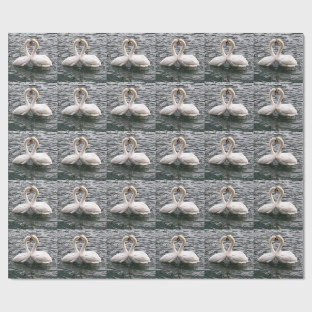 Papier Cadeau Swans & Love Valentine's Day Wrapping Papier (Plat)