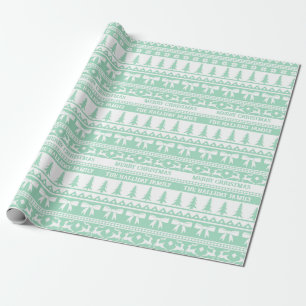 Papier Cadeau Sweat de Noël Nom de famille Monogram Mint Green