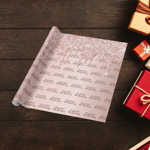 Papier Cadeau Sweet 16e anniversaire blush rose gouttes de parti