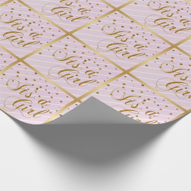 Papier Cadeau Sweet Baby Confetti rose et or (Coin)