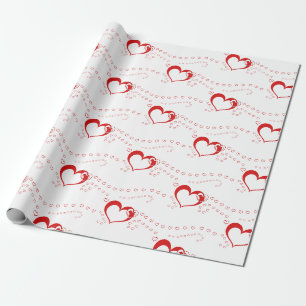 Papier Cadeau Sweet Lovely Romantic Red Hearts