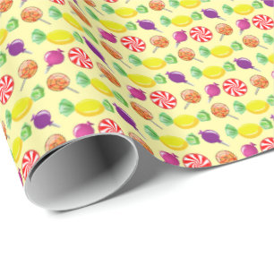 Papier Cadeau Sweet Mix Motif bonbon Jaune