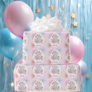 Papier Cadeau Sweet Mouse Pastels Fleurs Ajouter le nom de la fi