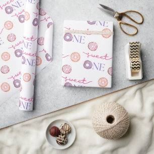 Papier Cadeau Sweet one Donut thème fête d'anniversaire