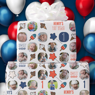 Papier Cadeau Sweet One Ice Cream Photo d'anniversaire de naissa