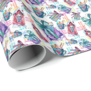 Papier Cadeau Sweet Pastel Noël Aquarelle Enveloppement Cadeau