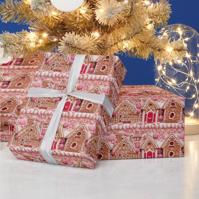 Papier Cadeau Sweet Pink Gingerbread Maisons - Festive (Vacances)