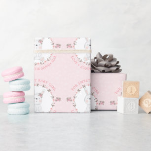 Papier Cadeau Sweet Rose Baby Bunny Floral Wreath Personnalisé