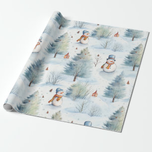 Papier Cadeau Sweet Snowman Forest Vacances d'hiver
