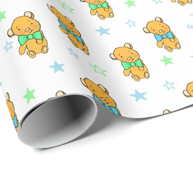 Papier Cadeau Sweet Teddy Ours Teddy Baby shower Ours Teddy (Coin rond)