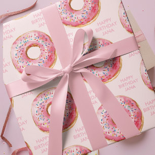 Papier Cadeau Sweet Time Pastel Pink Donut Anniversaire
