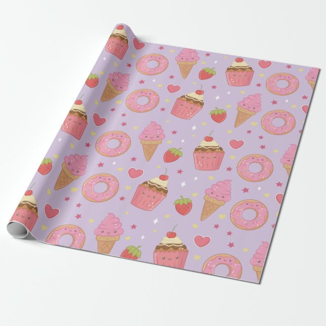 Papier Cadeau Sweet Treats Wrapping (Déroulé)