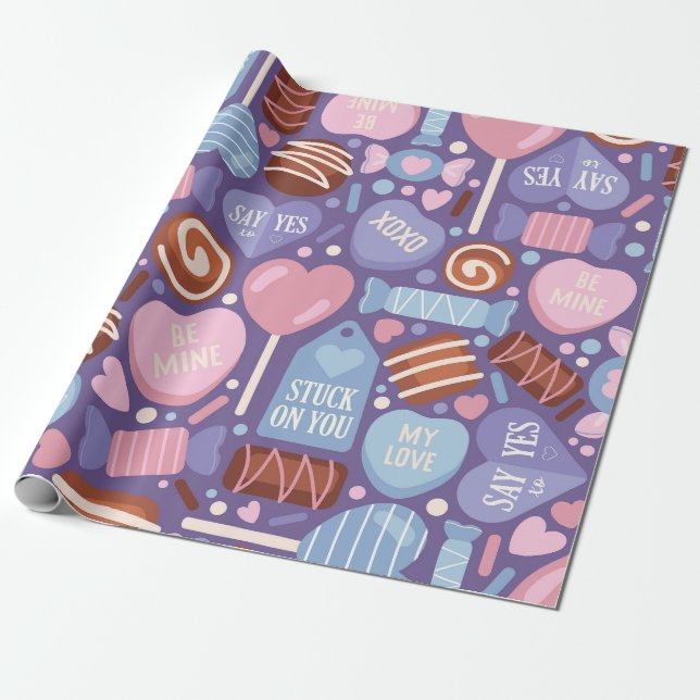 Papier Cadeau Sweet Valentine Traitements Motif (Déroulé)