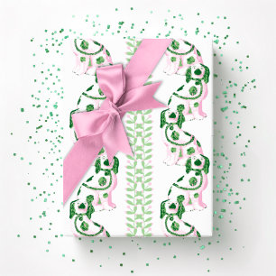 Papier Cadeau Swoon Staffordshire Chiens Vigne Rose et Vert