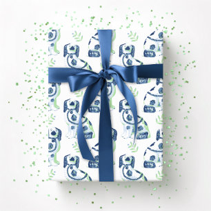 Papier Cadeau Swoon Staffordshire Dogs Sprig Ardoise et Vert