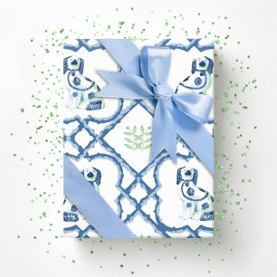 Papier Cadeau Swoon Staffordshire Dogs Trellis Ardoise et Vert