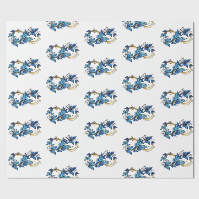 Papier Cadeau Symbol Infinity of Blue Morpho Butterflies (Plat)