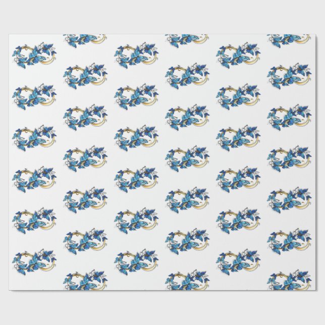 Papier Cadeau Symbol Infinity of Blue Morpho Butterflies (Plat)