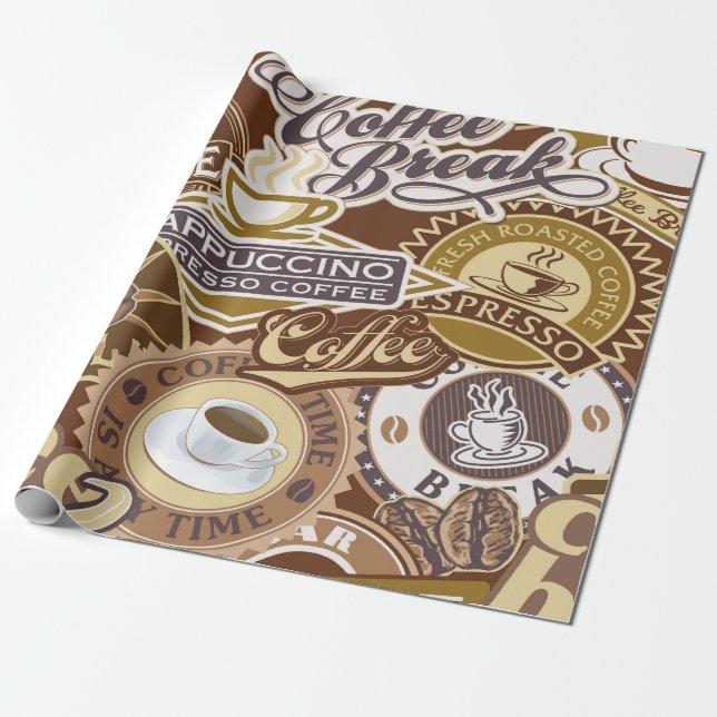 Papier Cadeau SYMBOLE DE Café Vintage (Déroulé)