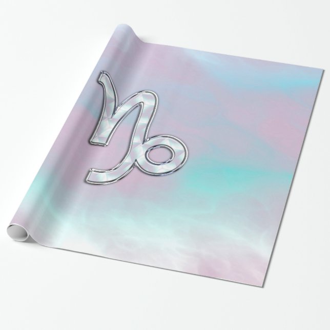 Papier Cadeau Symbole de Capricorn Zodiac on Mother of Pearl Dec (Déroulé)
