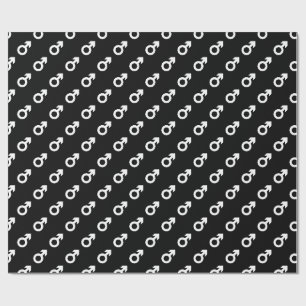 Papier Cadeau symbole de genre masculin noir blanc