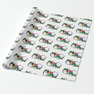 Papier Cadeau Symbole de l'infini avec rose arc-en-ciel