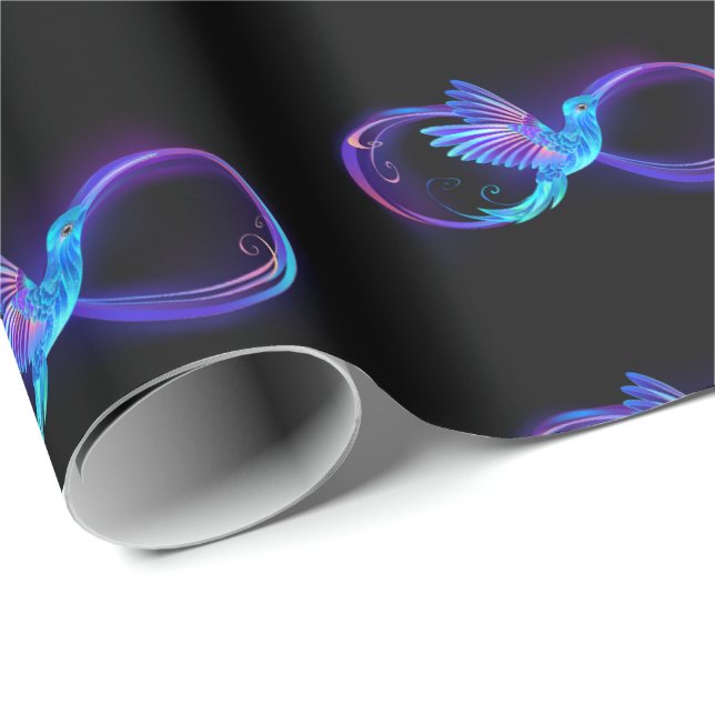 Papier Cadeau Symbole de Neon Infinity par Glowing Hummingbird (Coin rond)