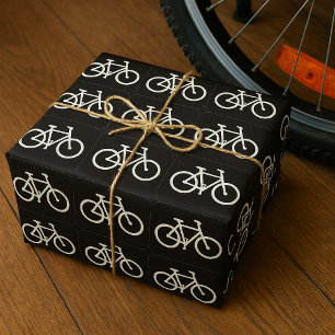 Papier Cadeau Symbole de vélo noir et blanc