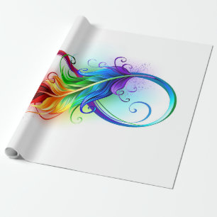 Papier Cadeau Symbole d'infini avec plume arc-en-ciel