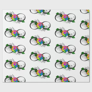 Papier Cadeau Symbole d'infini avec Rose arc-en-ciel