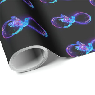Papier Cadeau Symbole d'infini néon avec colibri brillant