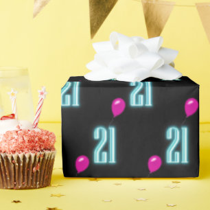 Papier Cadeau Symbole du 21e anniversaire avec ballon