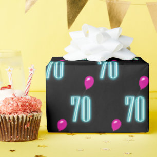 Papier Cadeau Symbole du 70e anniversaire de néon avec ballon