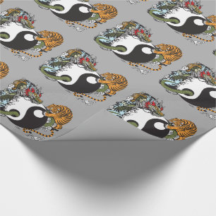 Papier Cadeau symbole du dragon et du tigre yin yang