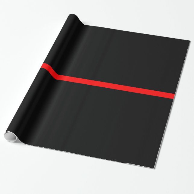 Papier Cadeau Symbole graphique à traits rouge mince symbolique (Déroulé)