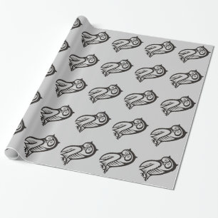Papier Cadeau Symbole hibou noir