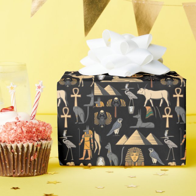 Papier Cadeau SYMBOLE Hiéroglyphique égyptien Motif Arrière - pl (Fête d'anniversaire)
