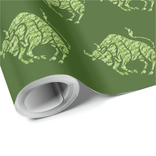 Papier Cadeau Symbole Horoscope Zodiac Motif Étoile verte Tauru